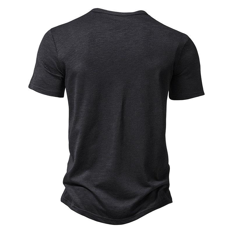 Мужская футболка Henley с коротким рукавом, летняя повседневная пуловер, свободная верхняя блузка