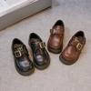 Детская кожаная обувь Британский стиль Черная матовая Мальчики Девочки Туфли на плоской подошве Нескользящая мягкая подошва 2025 Новая Детская школьная обувь Студенты