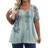 Womens Plus Size Tops Shorts Sleeve Shirts V Neck Casual Clothing Clothes Printed Tops