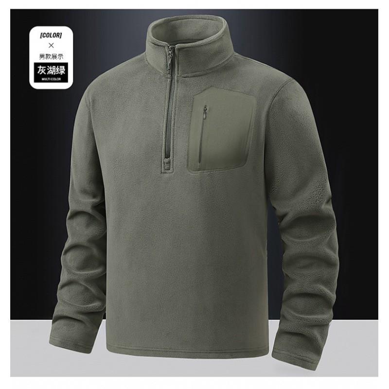 Men Women Outdoor Fleece Jacket Stand Collar Warm Sweatshirt Couple Style