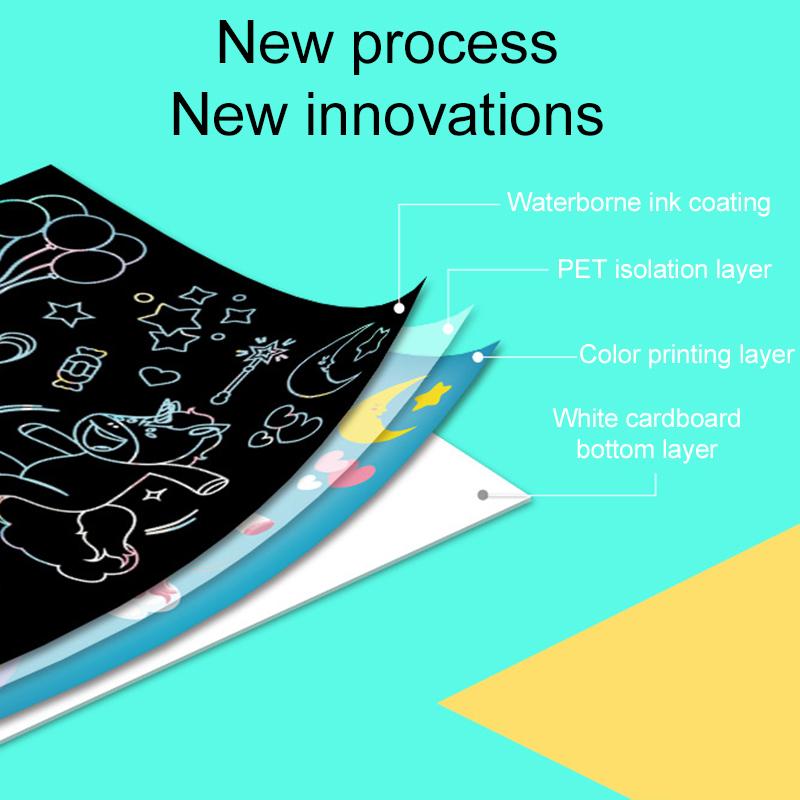 Радужная Царапка Бумага для Рисования Мультяшная Волшебная Доска для Рисования Образовательные Художественные Принадлежности Школьные Инструменты для Обучения Живописи TMZ