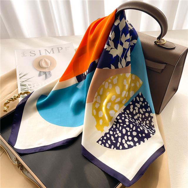 Silk Scarf For Women Luxury Hijab Hair Bands Square Neckerchief Female Satin Shawl Ribbon Headband Fashion Wraps Bandana