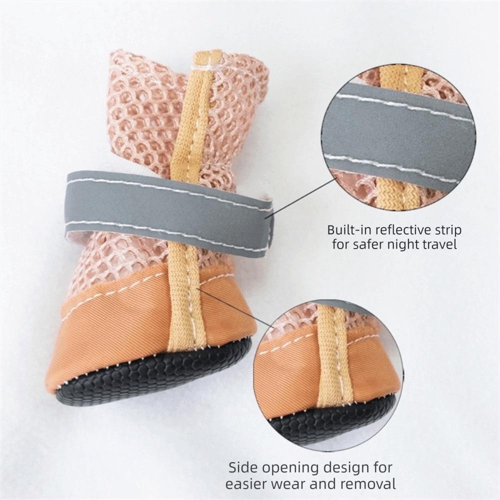 4PCS/SET Non-Slip Pet Mesh Shoes Wear-Resistant Pet Paw Protector Pet Footwear Outdoor Use