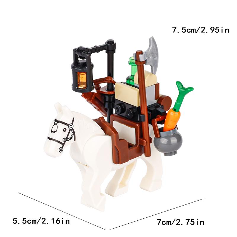 MOC Medieval Building Blocks Soldier Figures Weapons Accessories Armor Shield Flag Transport Ox Horse Mini Brick Toy Gift X010