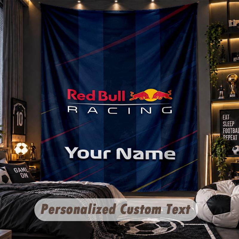 TapestryRed Bull Racing Custom Name Text Personalized Wall Hanging Tapestry Home Wall Decor
