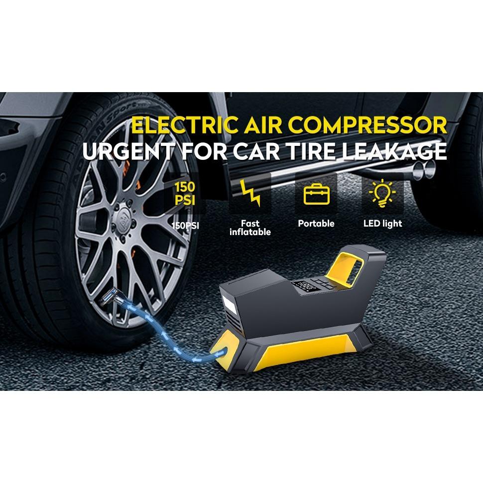 Электрический воздушный насос для автомобиля, воздушный насос 150 PSI, шариковая автомобильная шина, светодиодные зарядные устройства SOS, автоматическая остановка выхода газа