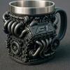 Кружка 3D из нержавеющей стали с изображением двигателя V8Кружка из смолы с изображением двигателя V8