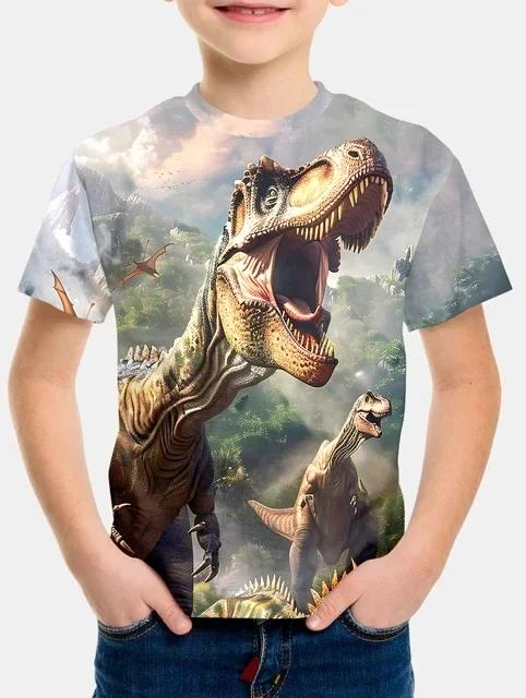 Kids Boys T-shirt Cool Jurassic World Dinosaur T Shirt Boy Clothes Summer Short Sleeve Tee Shirts Children Clothing Girls Tops