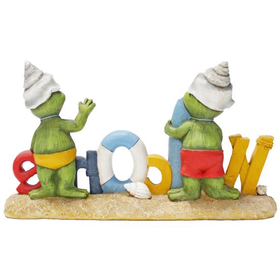 Мультяшный туман статуэтка настольный знак смола письмо добро пожаловать домой лягушка статуя скульптура для внутреннего и наружного сада настольное украшение орнамент