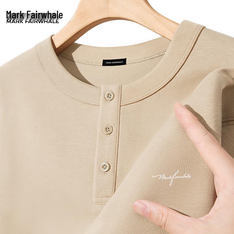 Mark Fairwhale Унисекс корейский стиль свободный крой футболка-henley с длинным рукавом