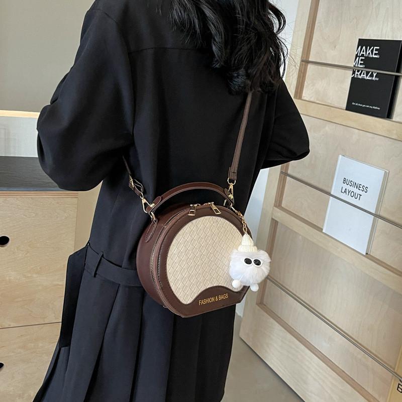 Стильная Модная Женская Круглая Сумка Кроссбоди с Застежкой-Молнией в Шикарном Черном Цвете