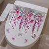Pink Flower Butterfly Self-adhesive Toilet Seat Sticker Detachable Cute Decor for Girls Private Bathroom Decoration