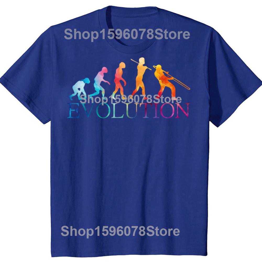Эволюция человека Футболки с графикой Джазовый тромбонист Уличная одежда с коротким рукавом Подарки на день рождения Летняя футболка Мужская одежда