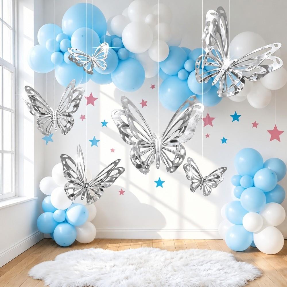 6PCS Double Layers Butterfly Hanging Decoration Multicolor Decorative Butterfly Party Supplies