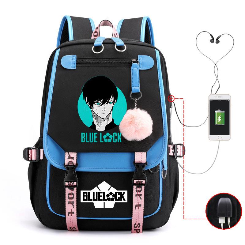 Blue Prison Anime School Bag College Wind Large Capacity Middle School Student Usb Backpack