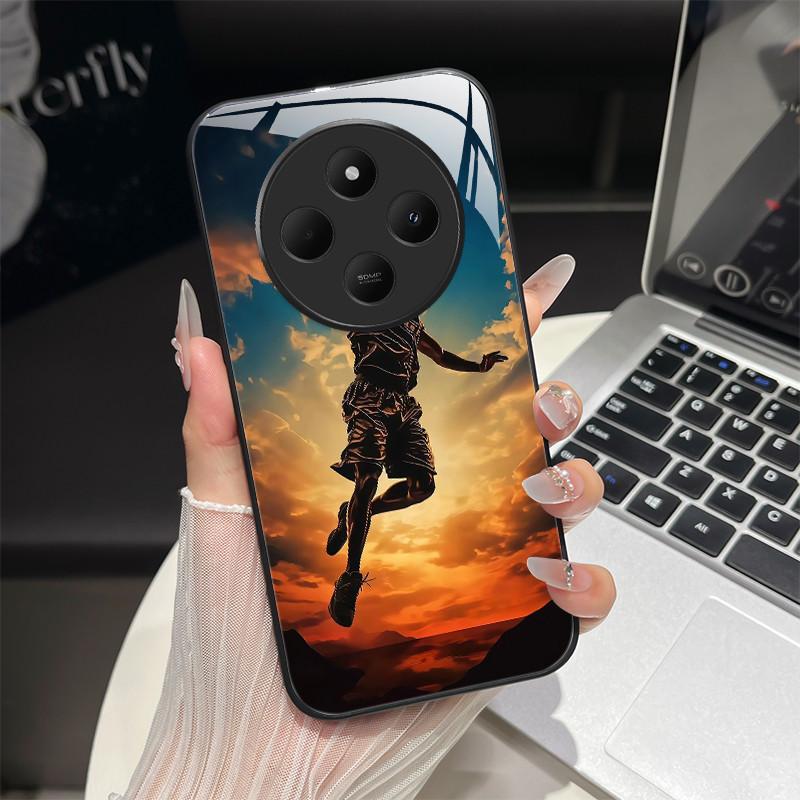 For Redmi 14C / Poco C75 Phone Case Trendy Design Tempered Glass Bumper For Xiaomi Redmi 14 C 4G 5G Full Protection Back Covers