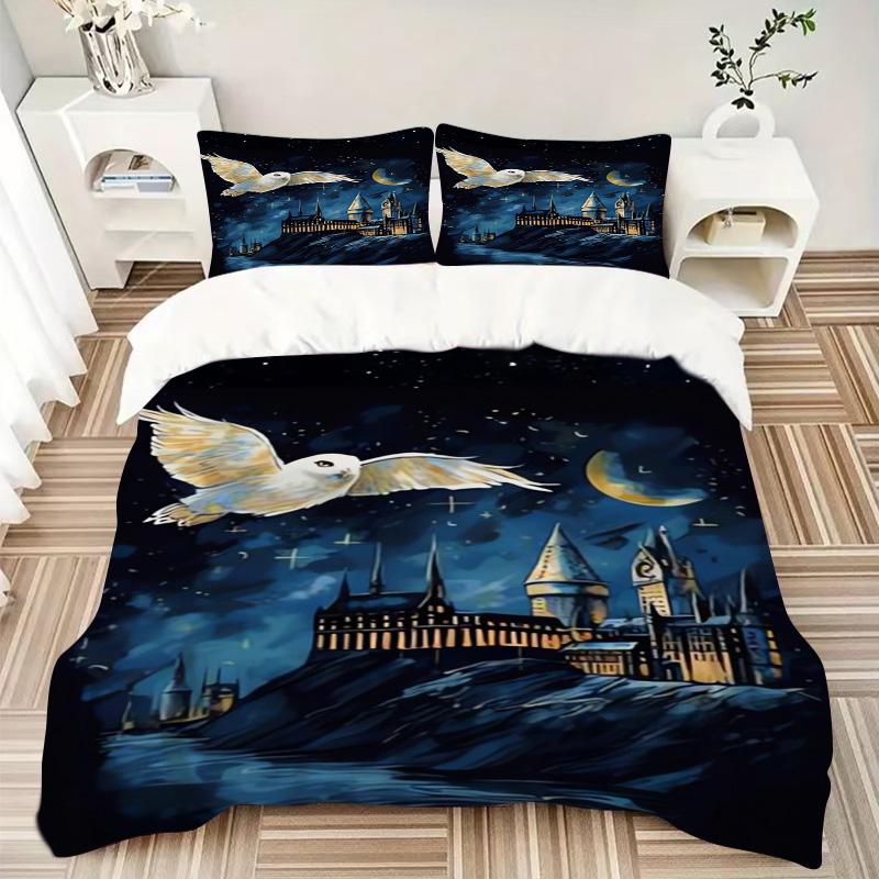 Harry Potter Hogwarts Night Print 3Pcs Bedding Setduvet Cover With 2 Bedropillowcase Home Birthday Gift