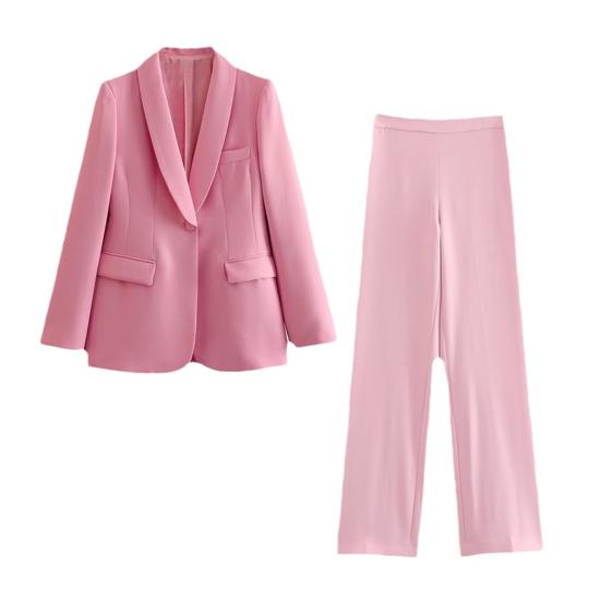 2 шт./компл. женский офисный наряд с лацканами, длинный рукав, одна пуговица, пиджак, высокая талия, длинные брюки, комплект деловой рабочей одежды