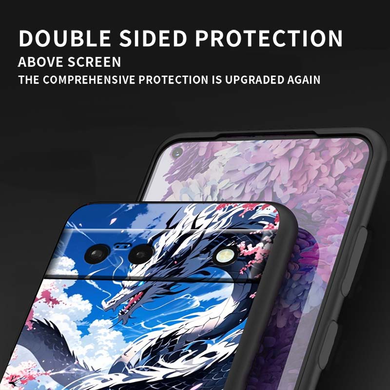 Чехол для телефона с дизайном дракона в стиле аниме для Google Pixel 10 9a 9 8A 8 7 7A 6 6A Pro XL 2024 5G Черный Мягкий ТПУ Силикон