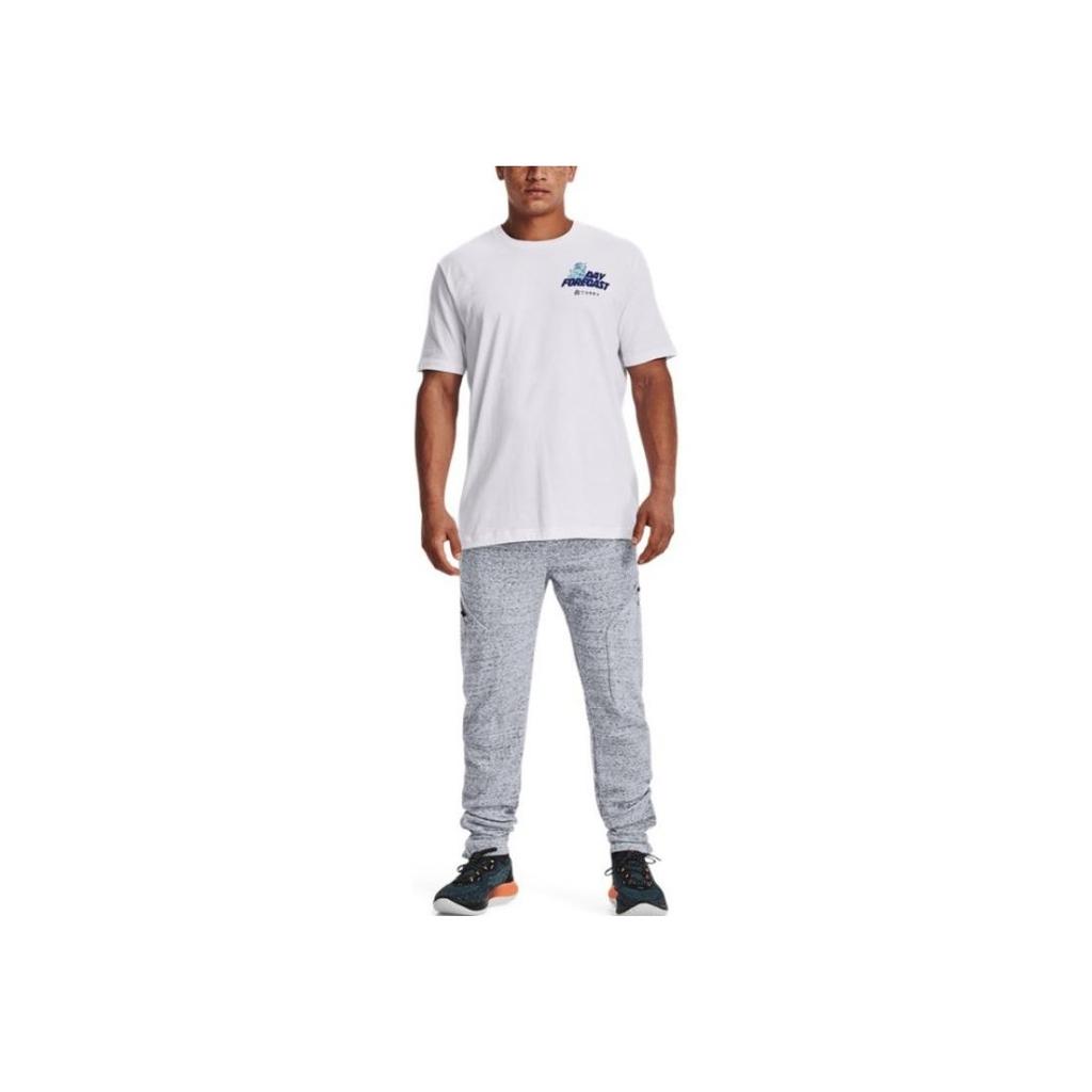 Under Armour Футболка баскетбольная спортивная с коротким рукавом и принтом букв, мужская, белая, 1372841-100