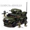 519PCS Military VDVS Assault Armored Vehicle Car Model Building Blocks Sets with 4 Figures Dolls Educational Toys No Box Gifts for Kids