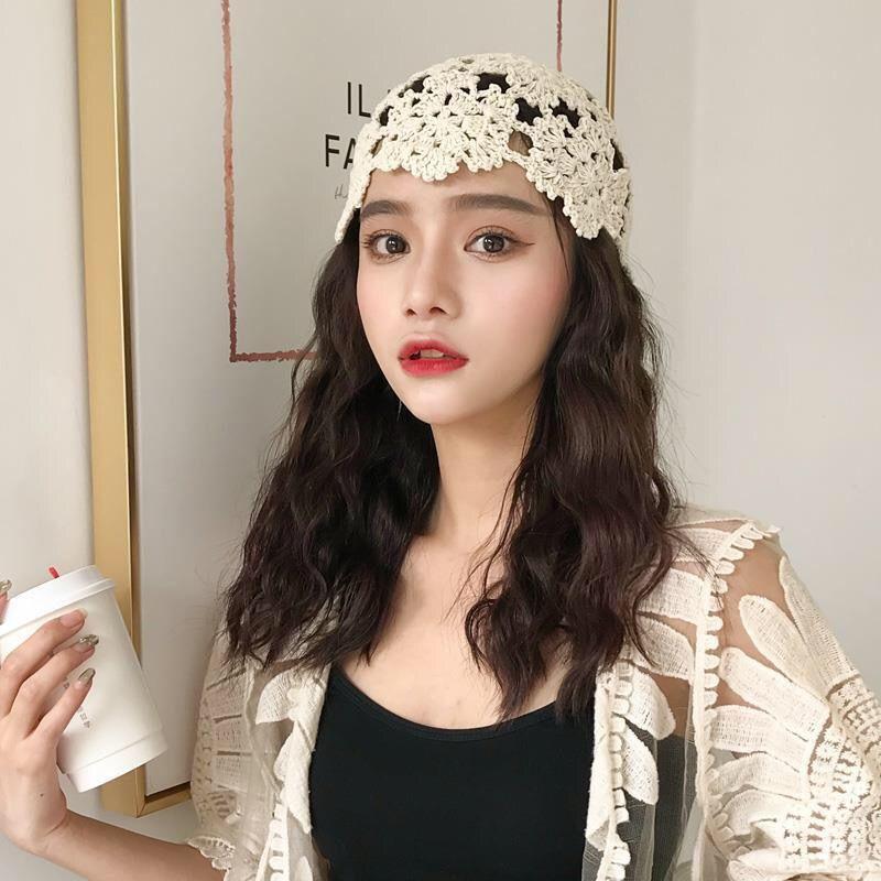 Женская ручная работа Весна Лето Корейский стиль Плетеная Тонкая Ажурная Дышащая Вязаная Модная Шерстяная Шляпа Арбузная корка Стильная Повязка на голову Шапка
