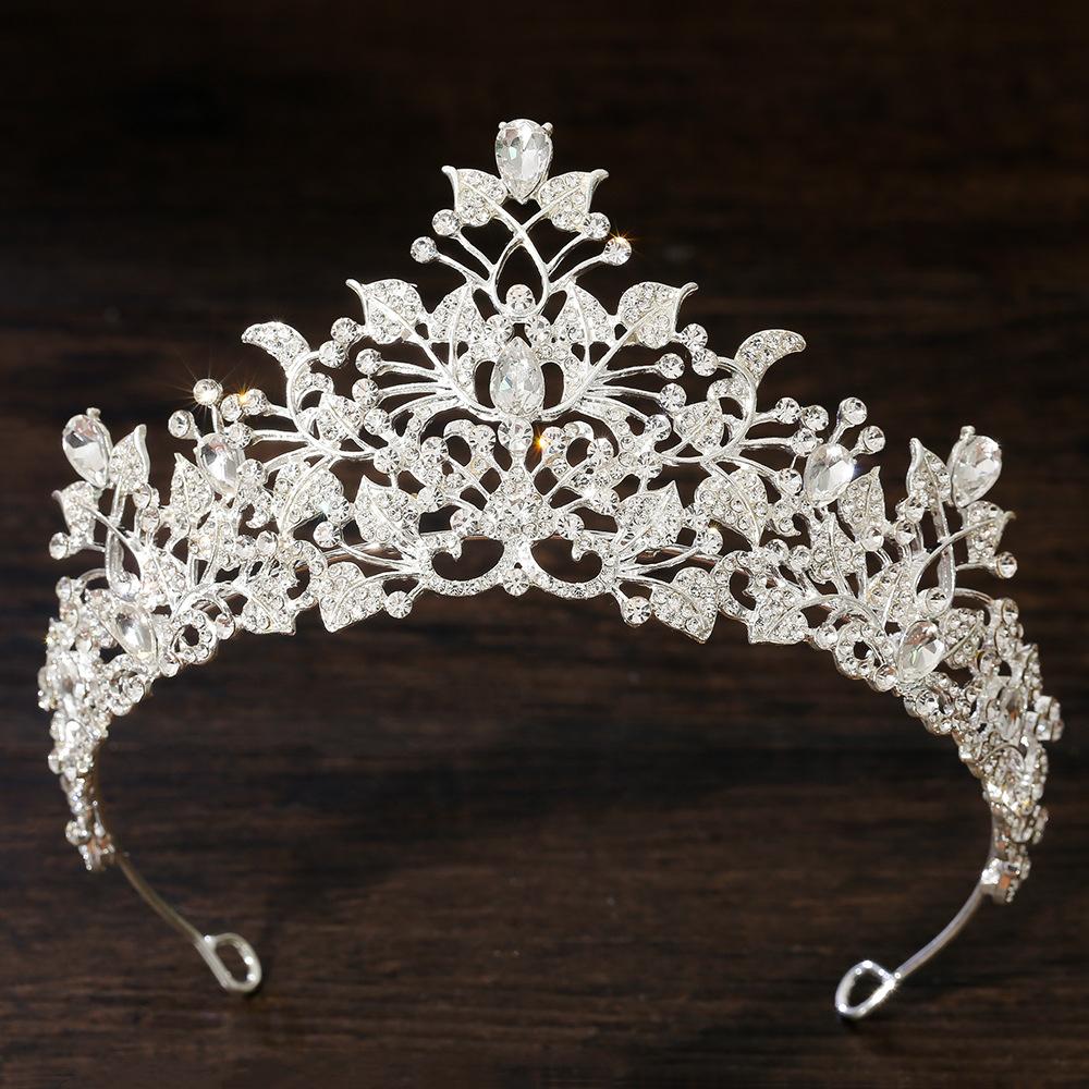 DIEZI Baroque Green Red Crystal Tiara Crown For Women Girls Party Wedding Elegant Queen Rhinestone Crown Hair Accessories