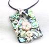 30X40mm Square Flower Leaf Mirage Natural Abalone Sea Pearl Shells Pendants Necklace Alloy Black Rope Chain Women Girls Jewelry