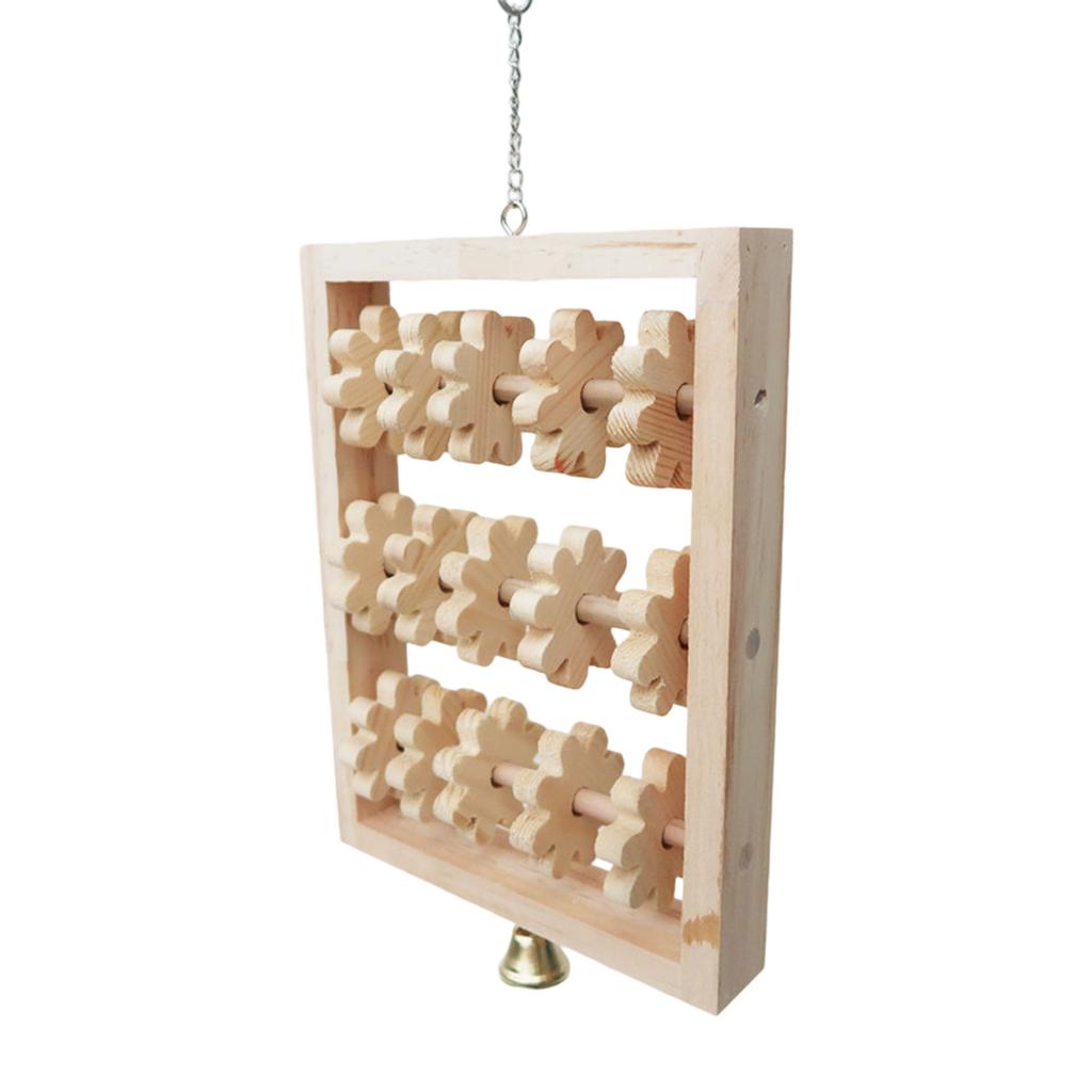 Natural Wood Parrot Chewing Puzzle Toy Hanging Swing Climbing Perch Block For Small Medium Birds Playtime Activity