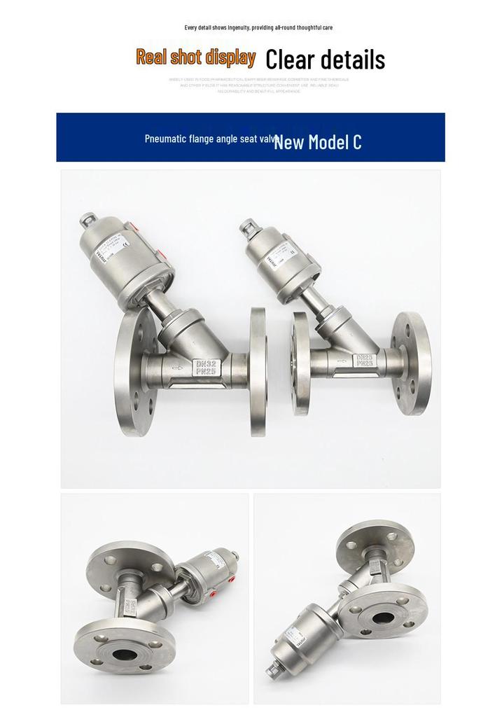 High-Temperature Resistant Stainless Steel Y-Type Pneumatic Flanged Angle Seat Valve