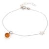 [R5549] - Handmade Silver Bracelet 'Love' Amber Cognac (rhodium) - 5 Mm - Star 7 Mm