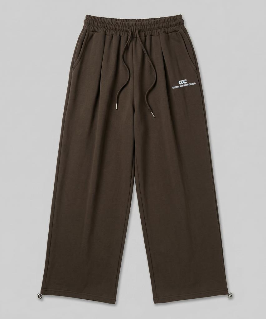 CHICKS All-Light Embroidered One-Pleat Wide Sweatpants Black