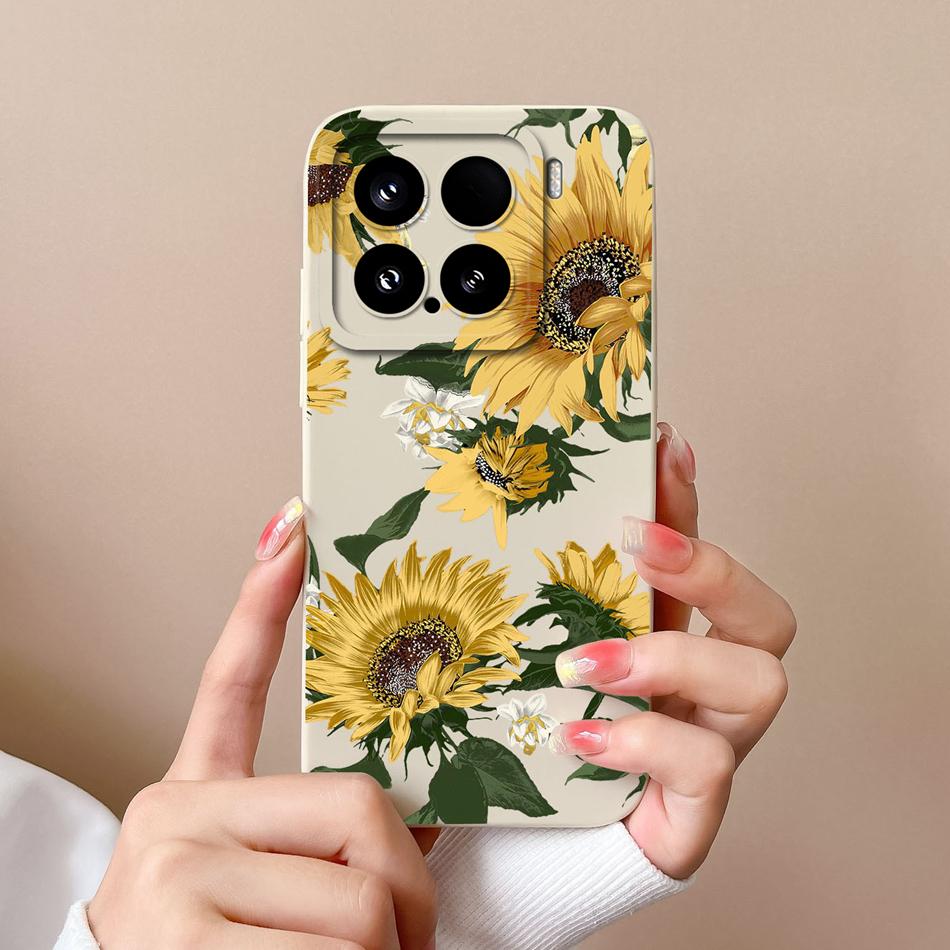 Чехол-конфетница для телефона Xiaomi 15 Pro, корпус, мягкий жидкий силикон, улучшенная полная защита, задняя крышка с цветами для Xiaomi15 Pro, Чехол