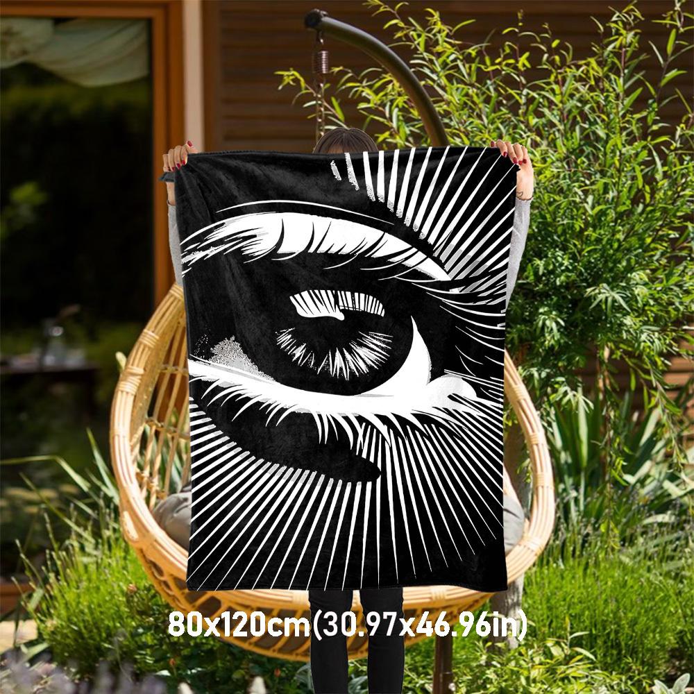 1pc eye pattern Outdoor Flannel Blanket Soft Warm All-Season Throw for Sofa Bed Car Camping Office, Cozy Gift Idea1132S