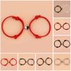 2Pcs/Set Rope Bangle Fade-proof Fine Workmanship Nice-looking Magnetic Heart Pendant Bracelet