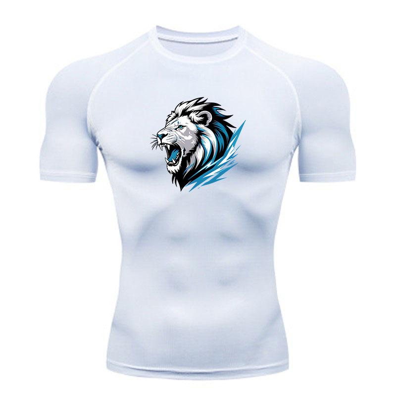 Men's Compression Athletic Workout T-Shirt, Cool Roaring Whi