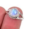 Natural Rainbow Moonstone Gemstone Handmade 925 Sterling Silver Ring S.5.5 o4U03