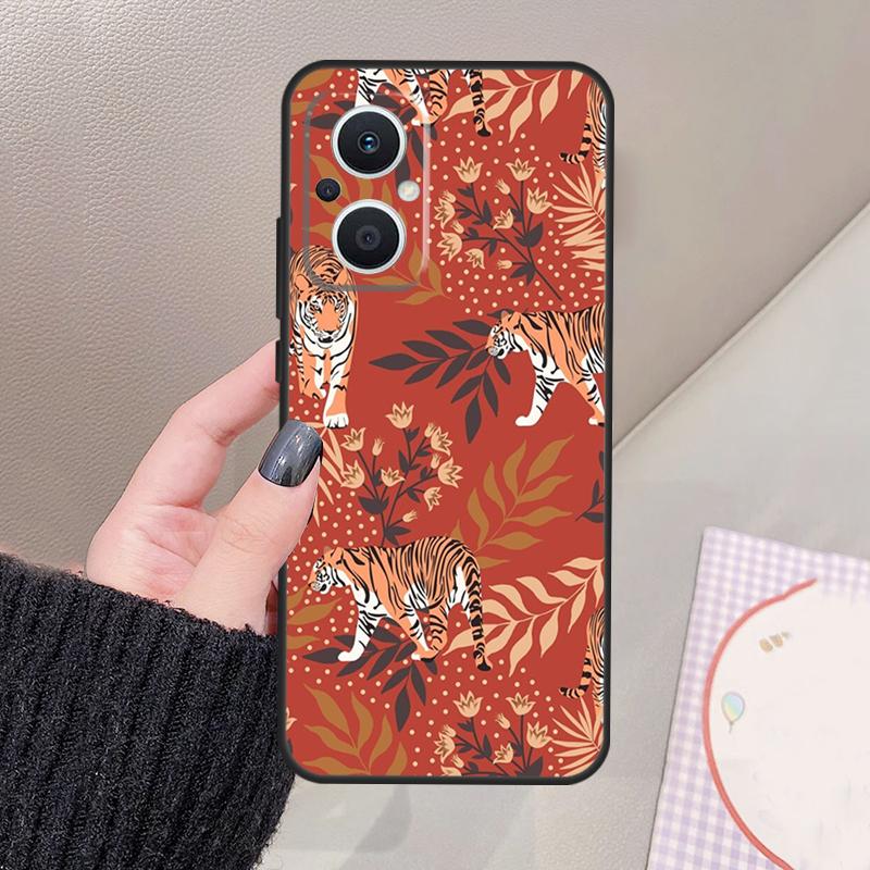 Чехол Tigers Leopards tropical leaves Для OPPO Reno 11 12 13 14 Pro 11F 12F 13F 14F 7 8 Lite Чехол OPPO Find X9 X6 X5 X8 Pro
