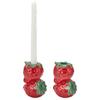 2pcs Strawberry Porcelain Candle Holders Red 70x85x115mm Hole: 21mm