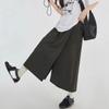 Fashion Yamamoto Straight Leg Casual Pants Female Wide Leg Retro Cropped Pants Breathable Women's High Waist Loose Summer Pants