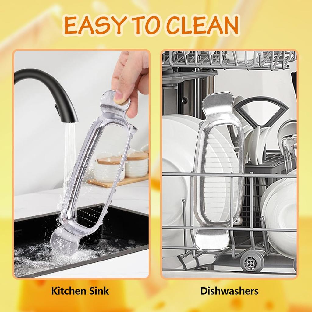 Butter & Cheese Slicer Cutter, Stainless Steel Wire Cheese Slicer, Safe for Food Contact, Multipurpose Handheld Butter Cutter for Block Cheese, Butter