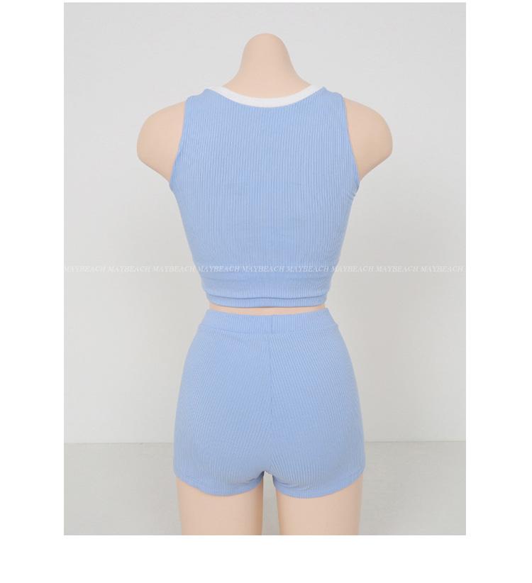 Корейский купальник бандо с разрезом 2025 - Однотонный, Сексуальные плавки с плоским вырезом для женщин