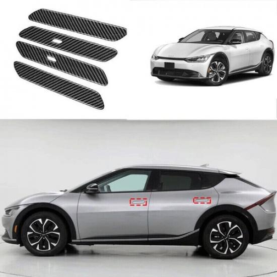 For Kia EV6 2022-24 Carbon Fiber Exterior Door Handle Cover Panel Frame Trim 4pc