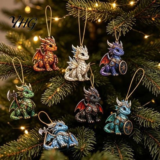 Decorative Acrylic Pendants Christmas Dragon Advent Calendar 2026, 2D Flat Ornaments, Tree Ornaments 24 Days Countdown Gift Box for Kids, Fantasy