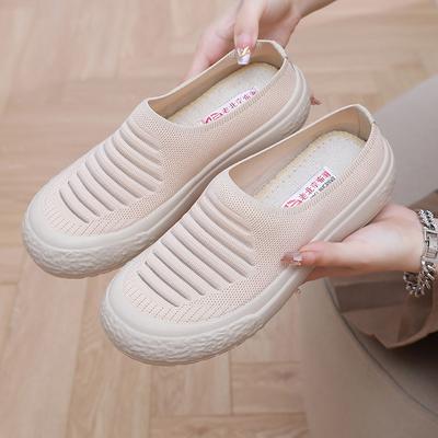 Женские повседневные туфли на плоской подошве, нескользящие дышащие низкие лоферы, прогулочная обувь, удобные туфли на плоской подошве с открытой спиной, летние шлепанцы с закрытым носком, женские шлепанцы