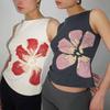 2025 Новая Мода Женские Укороченные Майки В Облежку С Цветочным Принтом Вырез Лодочкой Без Рукавов Летние Топы для Вечеринки Клуба