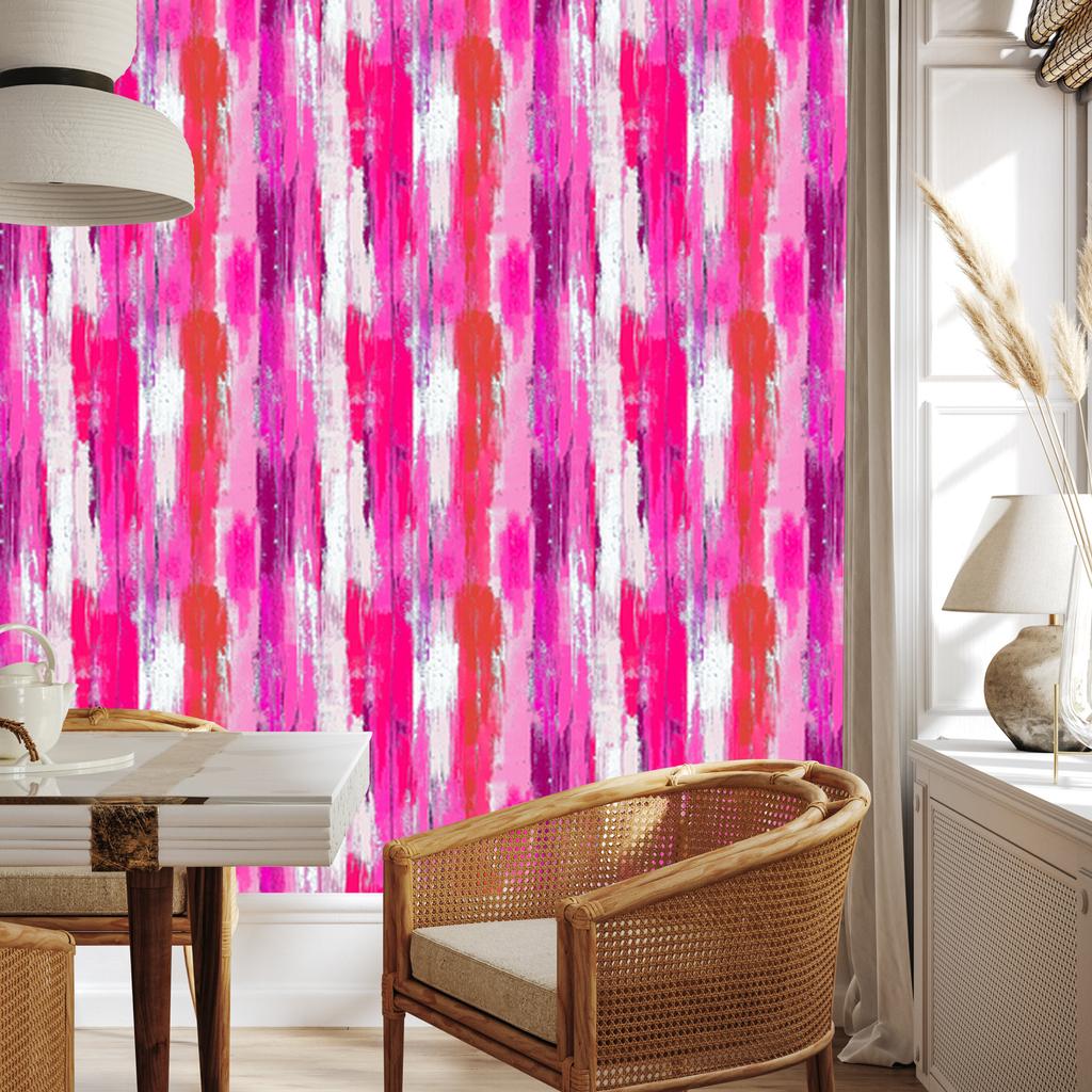 Brushstrokes wallpaper purple, powder pink and white 50x1000
