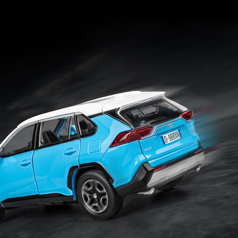 1/22 Toyota RAV4 SUV Alloy Cast Toy Car Model Sound and Light Pull Back Children's Toy Collectibles Birthday Gift