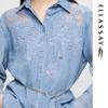 ELLASSAY Women's Elegant Lace Denim Shirt