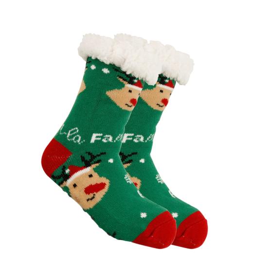 1 пара зимних носков с рисунком Санта-Клауса и лося, с плюшевой подкладкой, сохраняющих тепло, рождественские носки с высоким голенищем, гетры для ног, осенне-зимний подарок на праздник